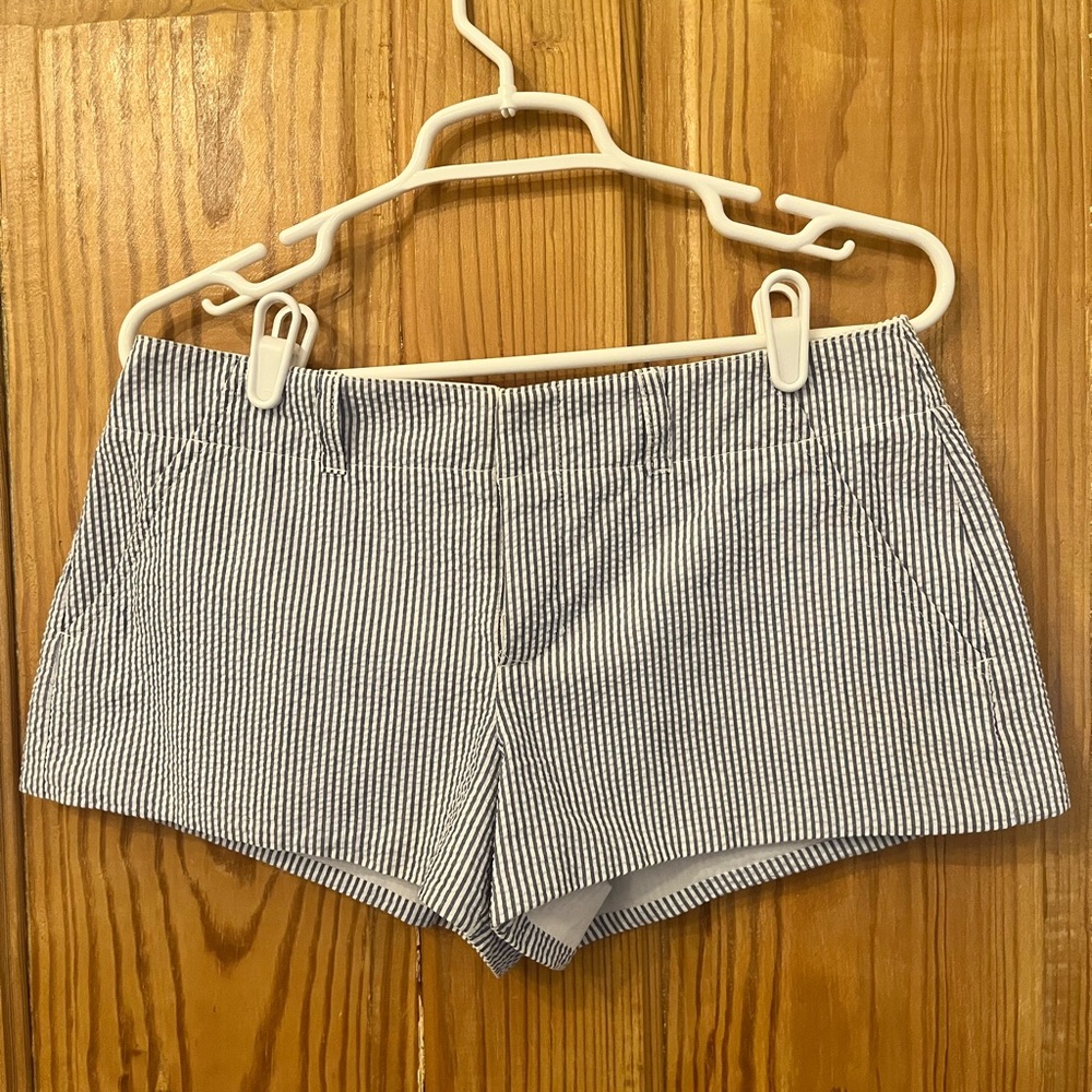 Classic Navy Seersucker Women's Shorts